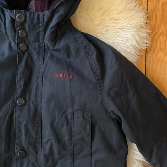 Kids Barbour Hooded Wax Jacket - Picture 4 of 9